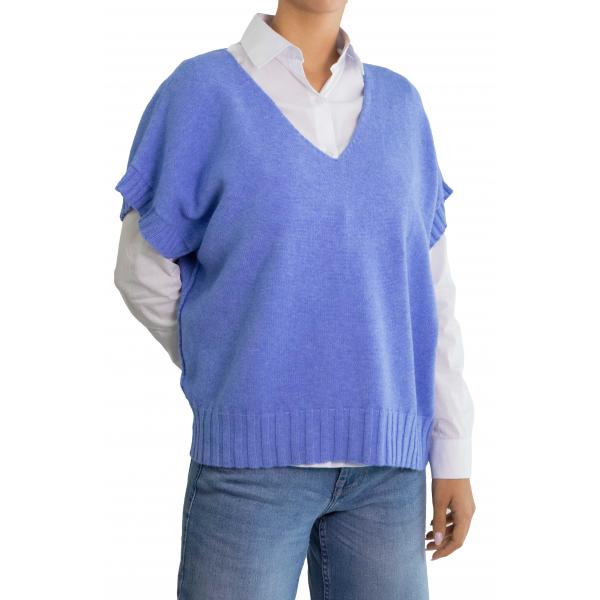 Gilet tinta unita scollo a V modello over 